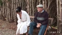 Sexy brunette in glasses gets seduced by an old man and fucks him passionately