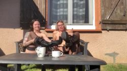 Two sexy lesbians in tights lick each other's pussy