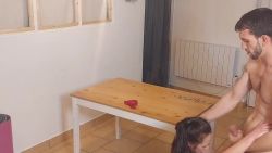 My girlfriend all tied up and fucked on the table