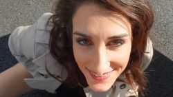 She's sucking my dick in a parking lot, begging for my cum