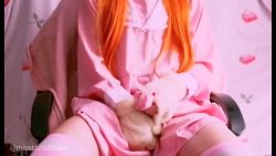 Pov teen roleplay shemale Futanari masturbs her little pink dick in kawaii Japanese dress