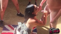 ChienneSophia Fingered Hard During Outdoor Gangbang Action