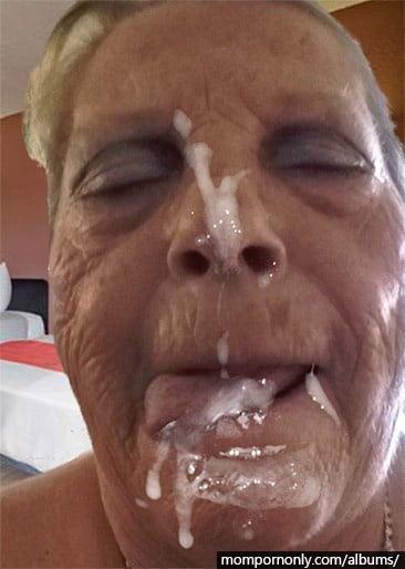 MILFs Granny cum on face facial n°16